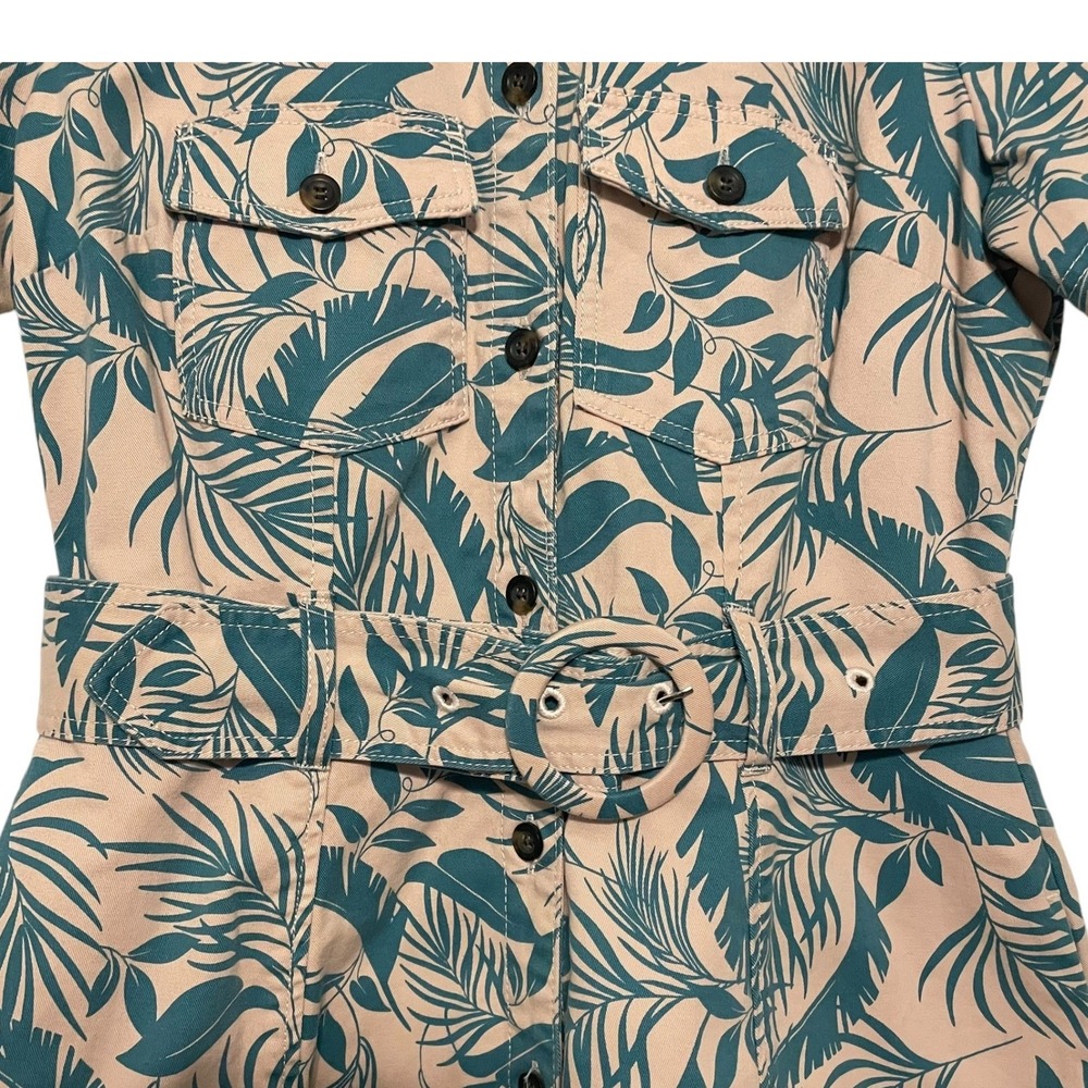 Boden Tropical Shirt Dress Midi Size 4 Floral Button Front Belt Safari Cruise - Picture 3 of 6